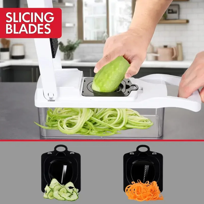 Kitchen vegetable cutter Multifunctional home Potato slicer Salad dicer Grater14pcs 250324
