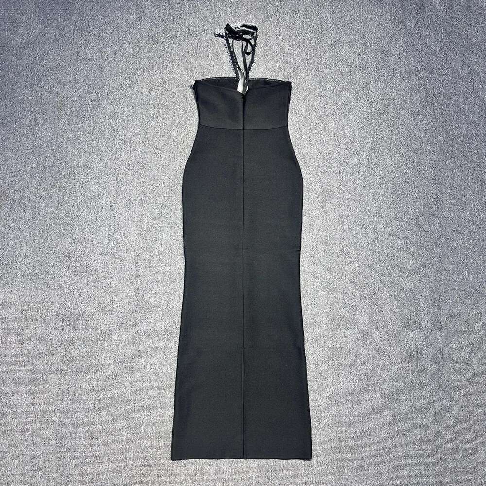 New Autumn Women's Black Strapless Dia Tight Long Bandage Elegant Celebrity Party Evening Dress