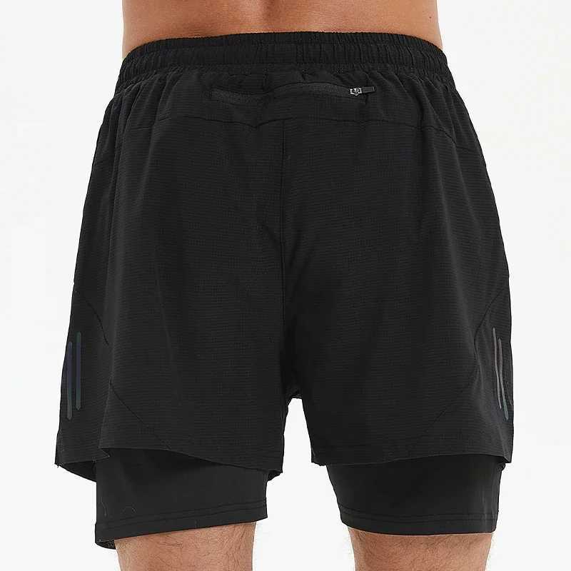 Summer marathon mens shorts quick drying running shorts fitness sportswear mens gym breathable double-layer shorts W250324