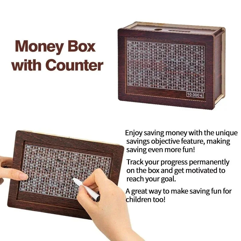 Money Saving Box Cash Saving Money Box 10 000 Saving Challenge Money Bank With Numbers Ticks Retro Coin Saver Box With Target 250325