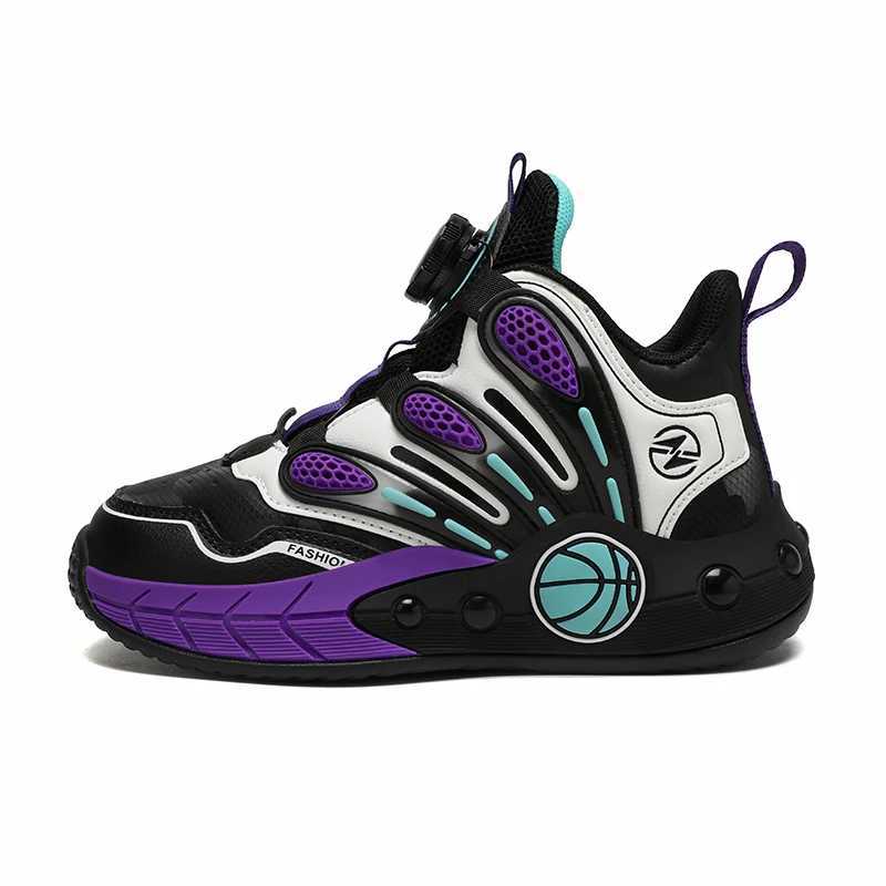 Childrens shoes boys casual leather sports shoes childrens fashionable basketball shoes high foot protection sports shoes childrens coach W250324