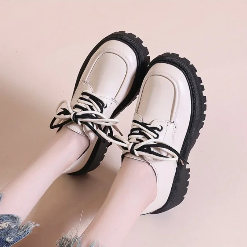 Women Shoes Autumn Round Toe Black Flats Loafers With Fur Casual Female Sneakers Ladies Footwear Oxfords Clogs Platform Fall Cr 250317