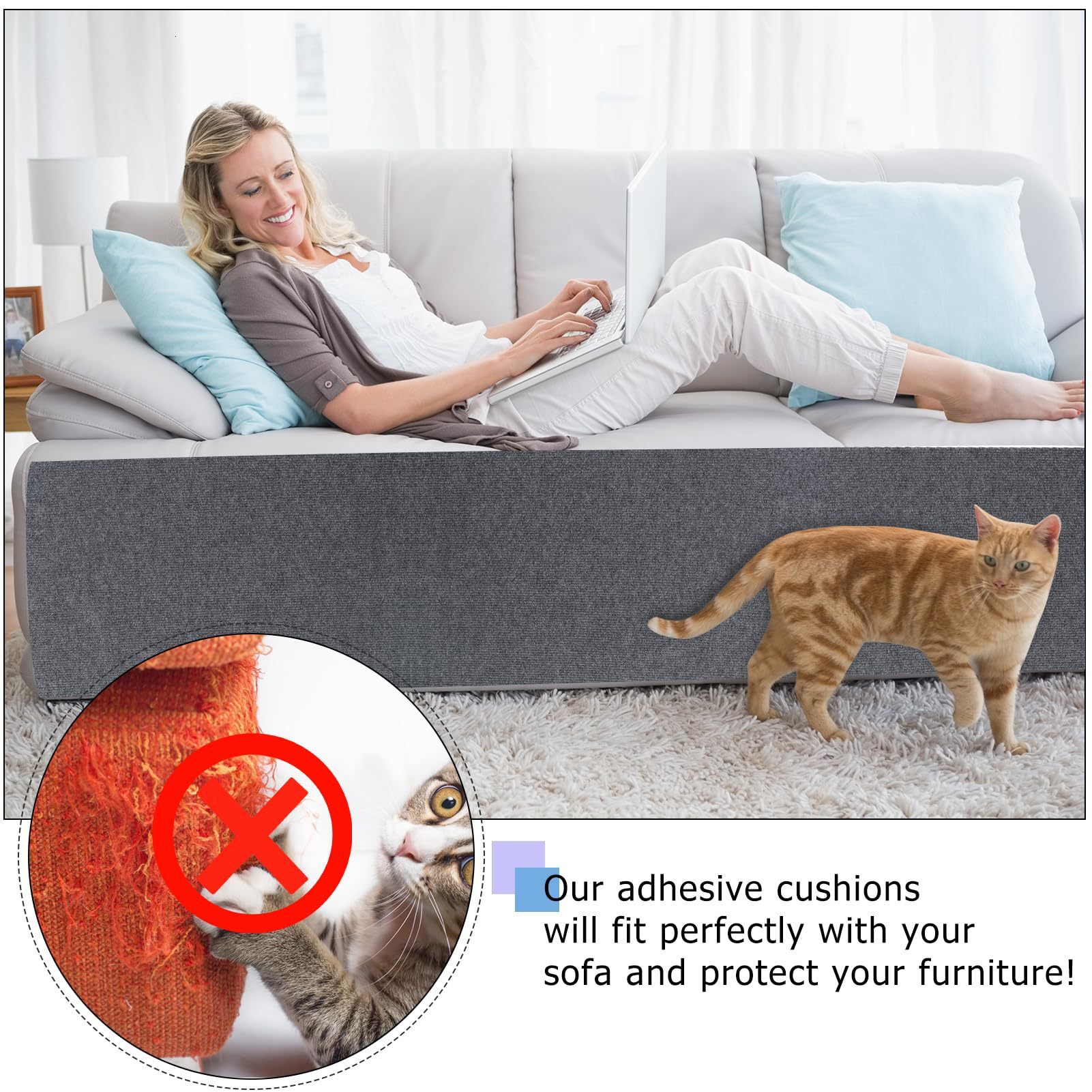Trimmable Cat's Paws Self-adhesive Carpet Mat Wear-resistant, Scratch-resistant Suitable Wall Stickers Furniture Steps Posts Anti Cat Scratch