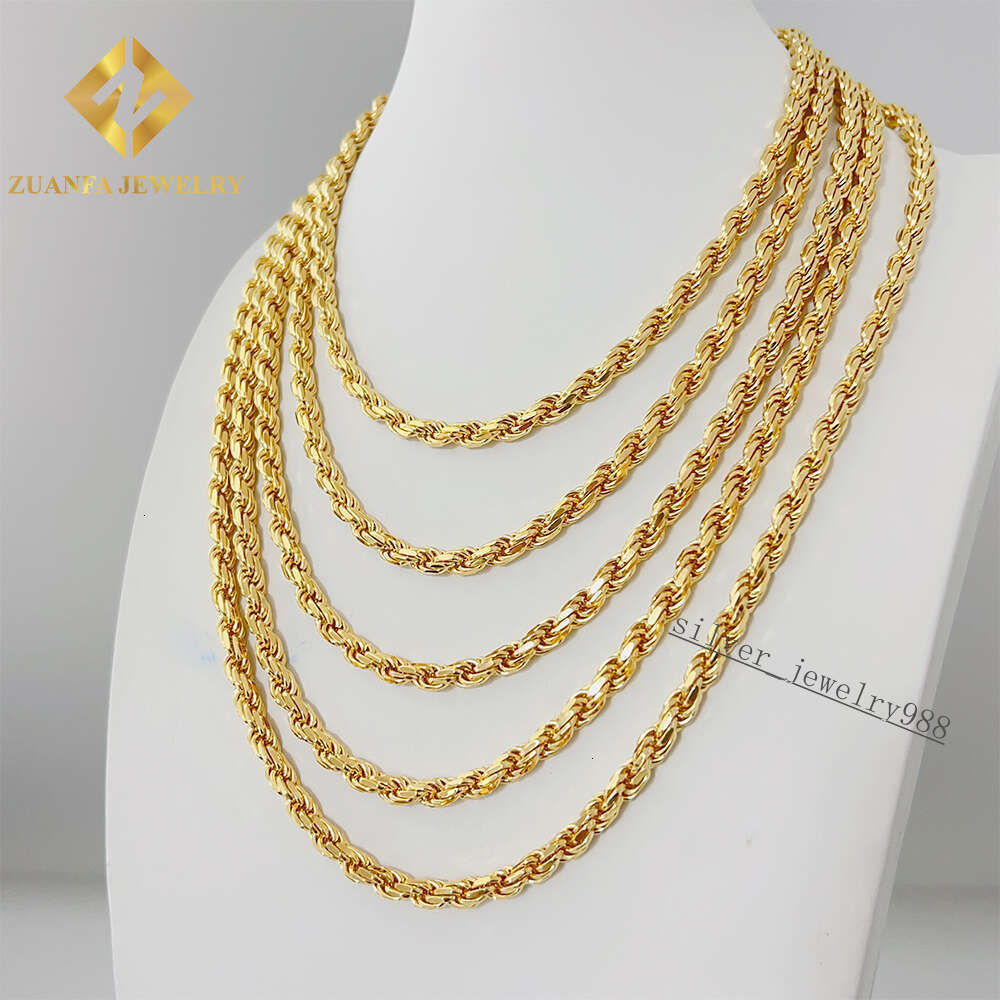 Mens Italian Heavy Chain 925 Sterling Silver Moissanite Diamond Cut 6mm Width Rope Chain Necklace for Men