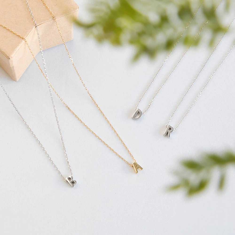 SUMEN Fashion Tiny Initial Necklace Gold Silver Cut Letter Single Name Necklace Female Pendant Jewelry Gift W250325