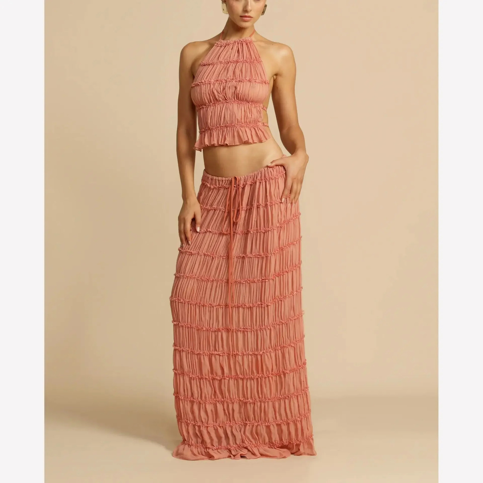 Sexy womens clothing European and American style camisole collar top 2piece set ly arrived sleeveless fashion 250318