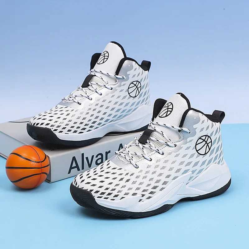 Brand childrens basketball shoes boys top sports shoes casual breathable tennis shoes womens comfortable non slip childrens sports shoes W250324