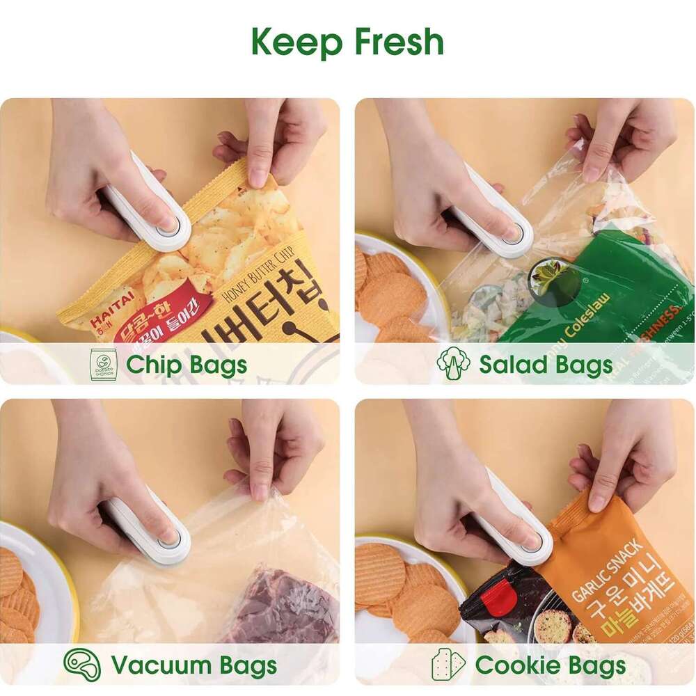 Portable Mini 2 in 1 Heat For Home use rechargeable Vacuum Sealer Snacks plastic bag heat sealer