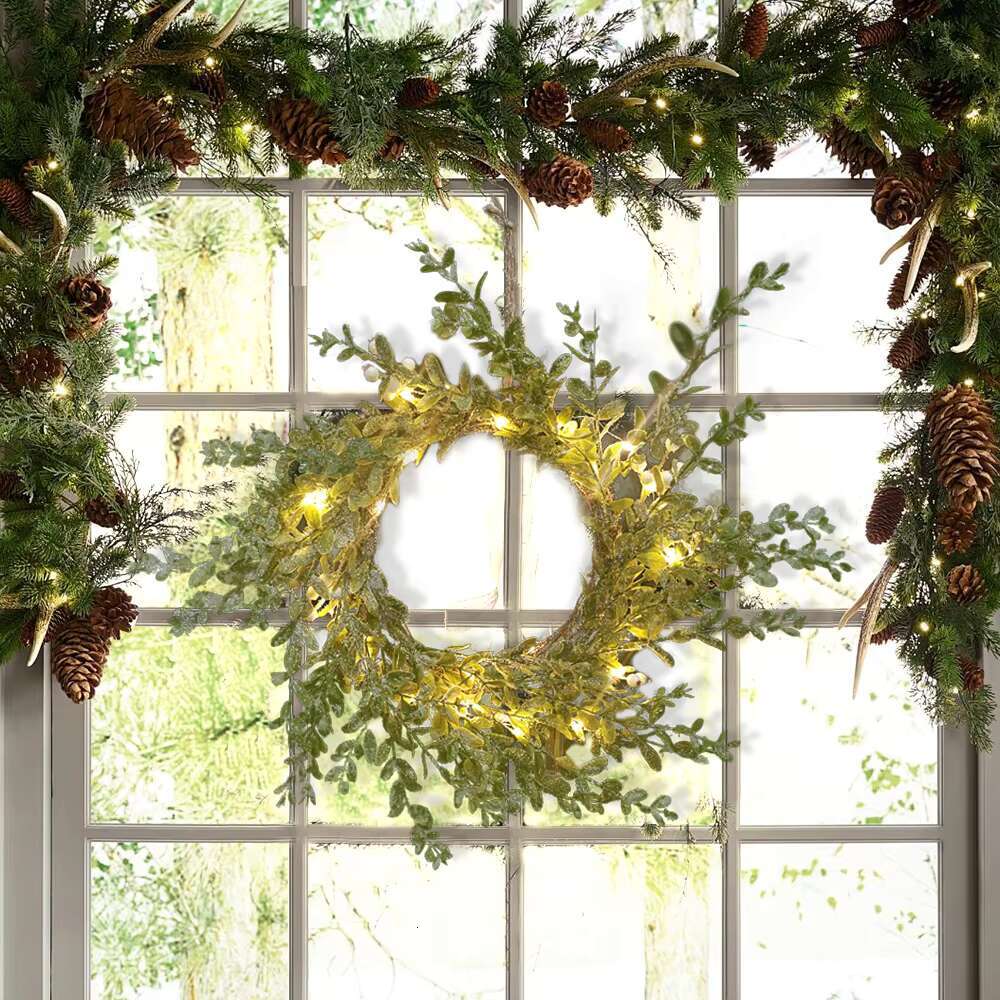 LED leaf wer wreath battery operation copper wire fairy string lights wedding party decoration