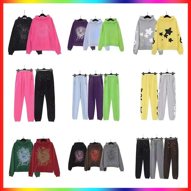 5A Designer Men's and Women's Hoodies Men's Sports Hoody Women's Pink Hoodies pant Hip Hop Sportswear Pullover Trousers high quality 3D Puff Printed Spider Tracksuit