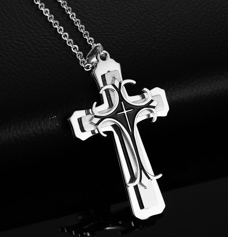 Rock Wolf Tide Trendy Jewelry Men's Cross Pendant Necklace Personalized Mixed Batch Bling Gemstone Rapper Necklaces Jewelry Wholesale Bijoux Coll