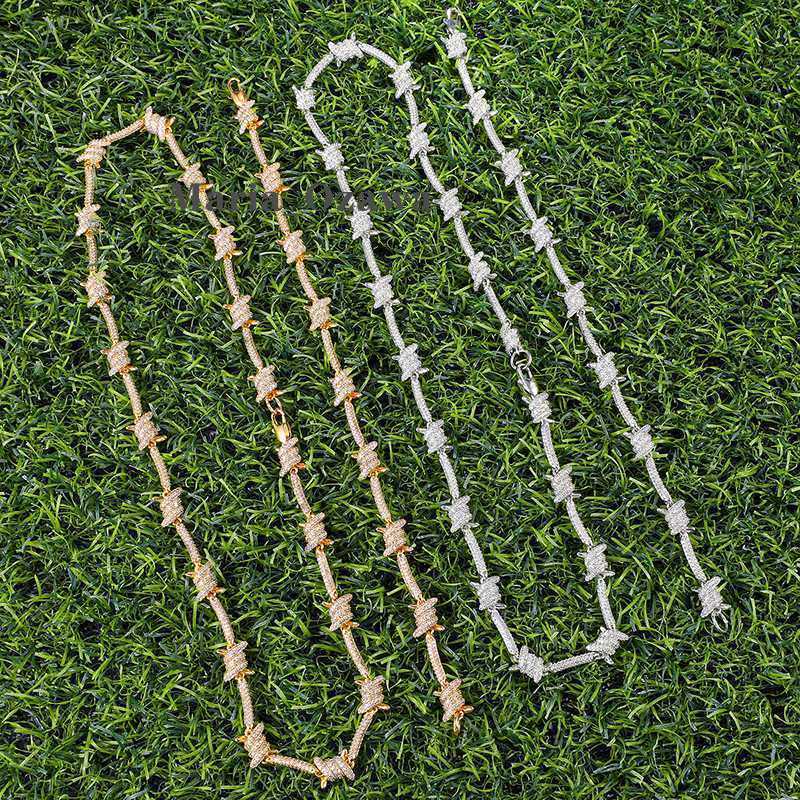 8mm Iced Out Men Wire Chain Bard Wire Choker Hip Hop Jewelry Men Diamond Barb Wire Chain