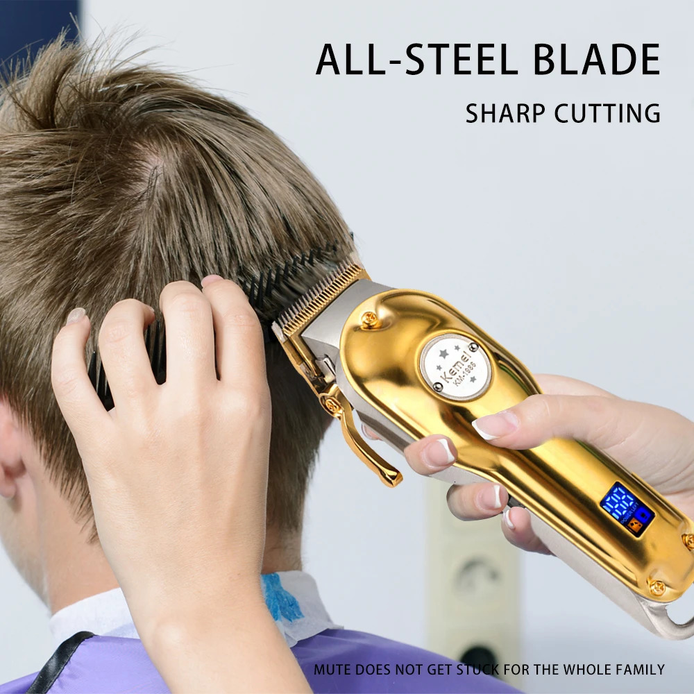 Kemei Full Metal Hair Trimmer For Men Beard Trimmer Professional Hair Clipper Electric Razor Rechargeable Hair Cutting Machine 250324