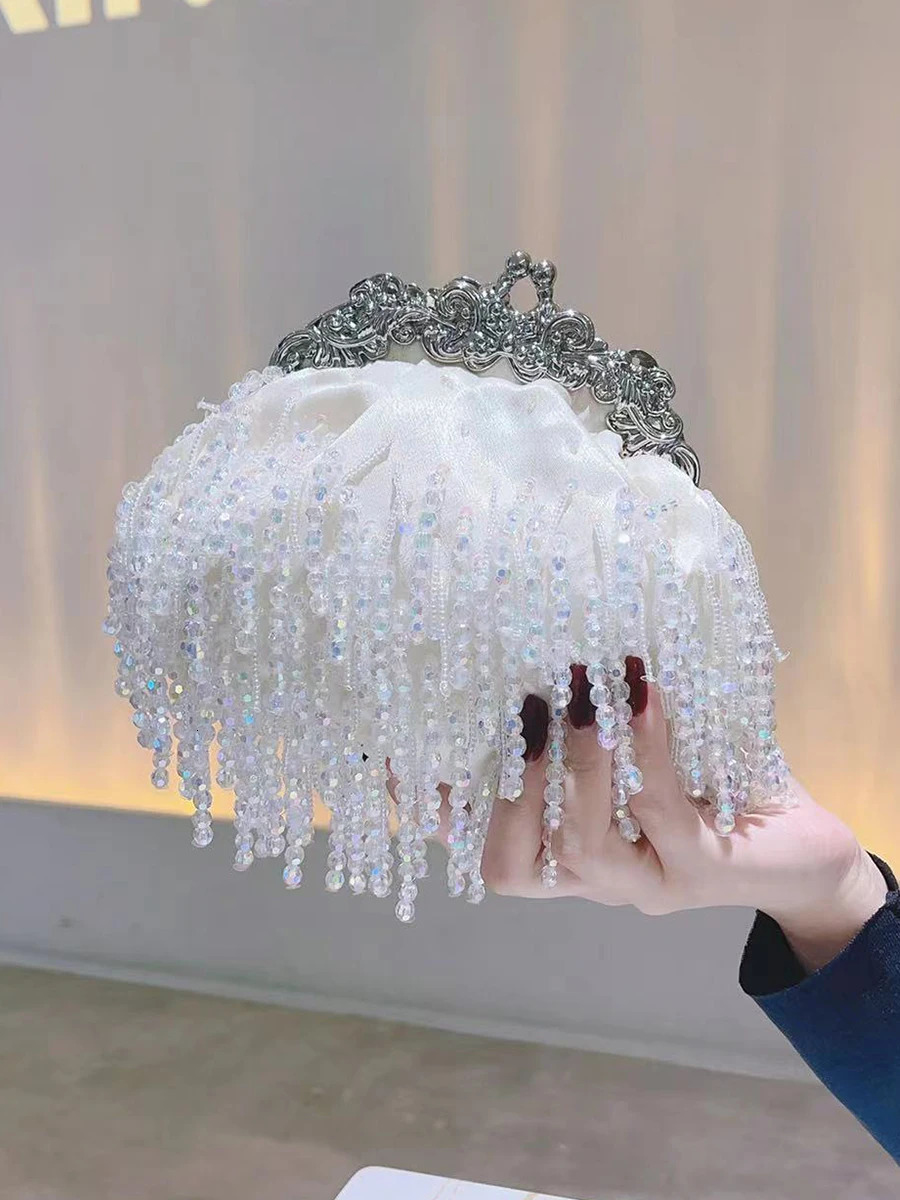 Pearl Evening Bag Womens Beaded Diamond Clutch Rhinestone Day Clutch Wallet Wedding Wallet Party Ball Handbag 250320