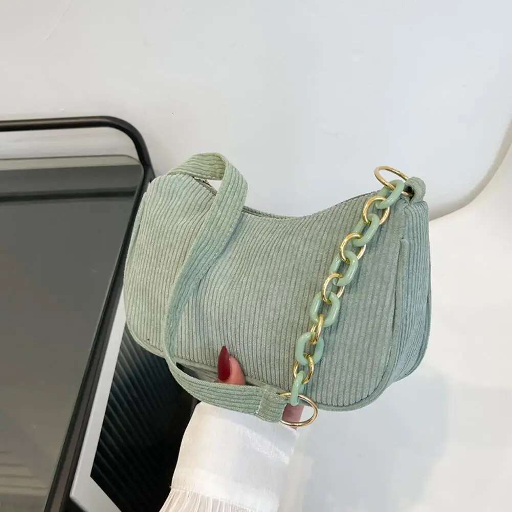 2025 New Retro Handbag Corduroy Designer Fashion Underarm Bag Casual Women's Handbag Single Shoulder Zipper Bag3