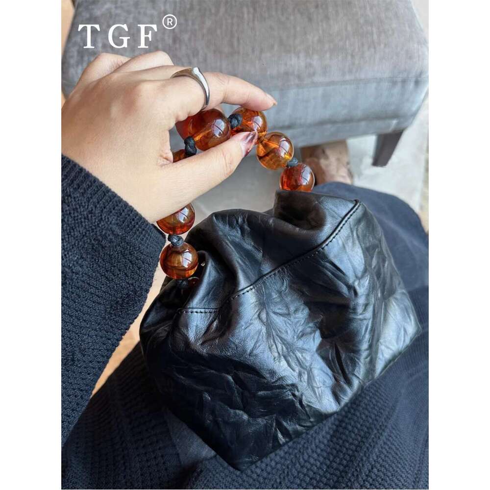 Women's Bags TGF niche designer's Chinese style bead for women new hand grip chain carrying crossbody bag
