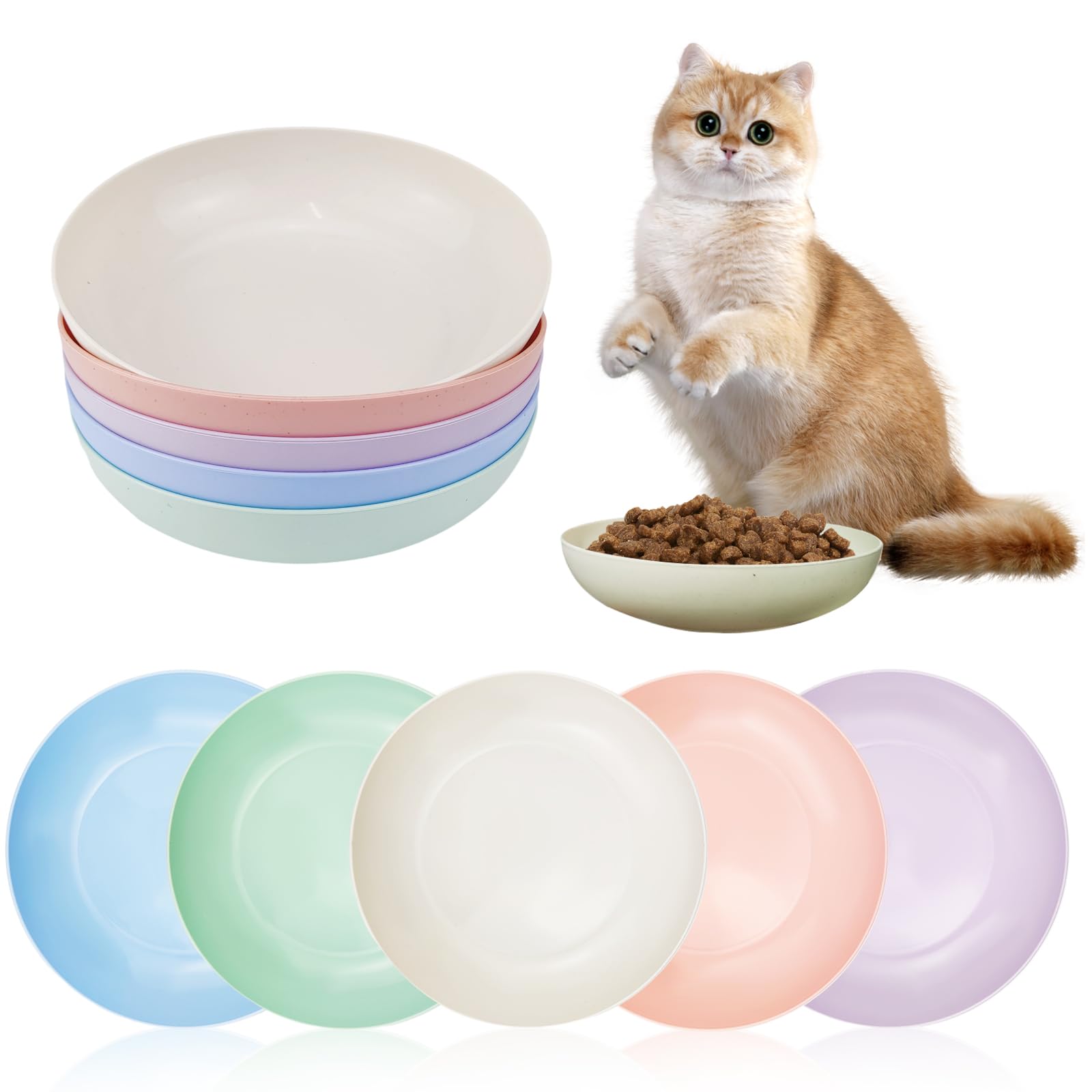 Wide Straw Circular Pet Dish for Easy Sipping Ideal for Small Breeds and Low Legged Cats