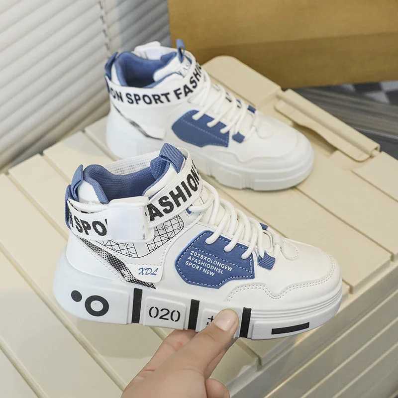Brand childrens sports shoes casual shoes boys high board shoes leather basketball sports shoes childrens casual sports walking shoes W250324