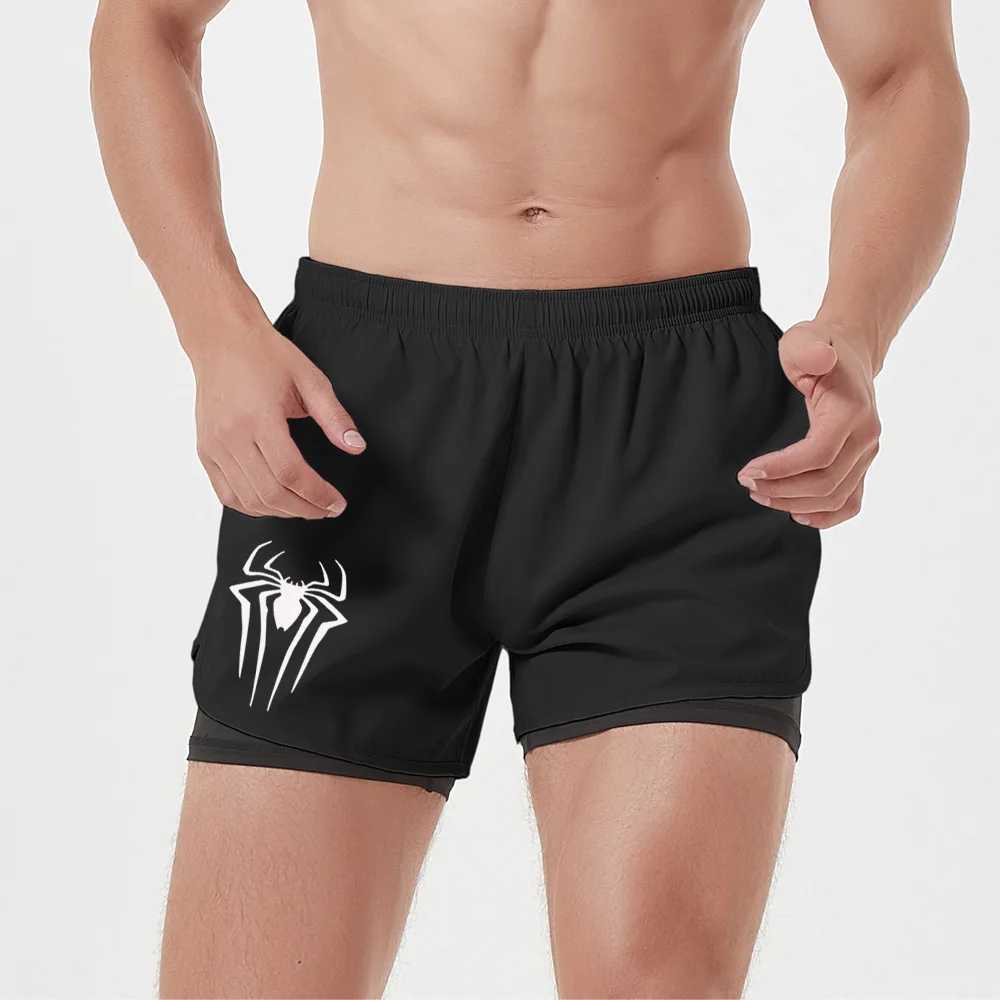 2-inch mens gym shorts fitness quick drying sports performance shorts printed double-layer shorts summer running W250324
