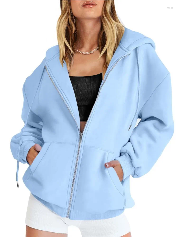 Women's Hoodies Autumn Winter Zipper Cardigan Hooded Sweatshirt Women Sporty Style Splice Double Pocket Hoodie Female Casual Warm Top