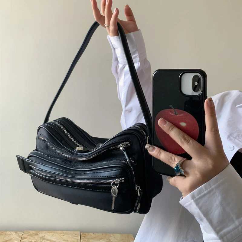 Brand Designer Fashionable Multi Zipper Motorcycle Bag Multi Classic Womens Handbag Sweet Trend Cross Body Bag Party Shoulder Bag Y250324