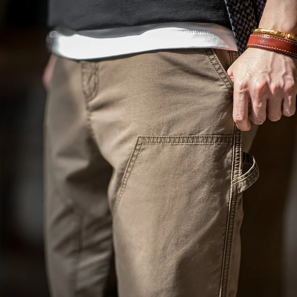 Maden vintage lumberjack pants cotton canvas straight pair mens casual 250322