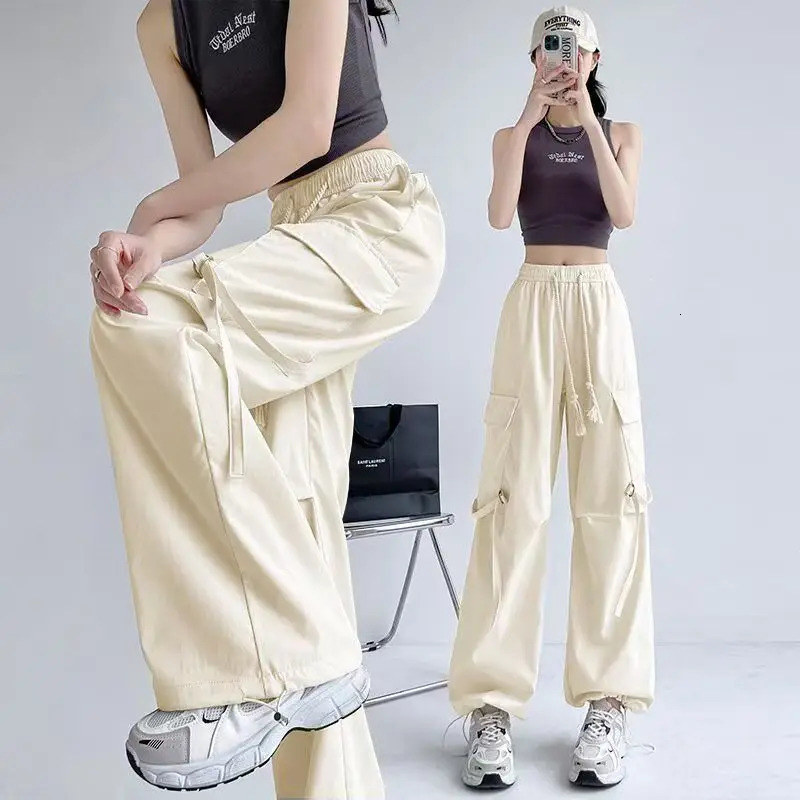 Casual womens goods Y2K street clothing underwear matching oversized sports pants dragging high waisted runners Trouser chic wide leg 250324Z