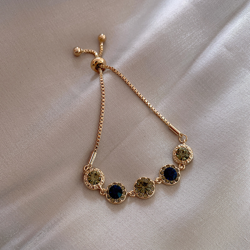Stylish Korean Inspired Genuine Gold Plated Bracelet with Charming Diamonds for Young Women