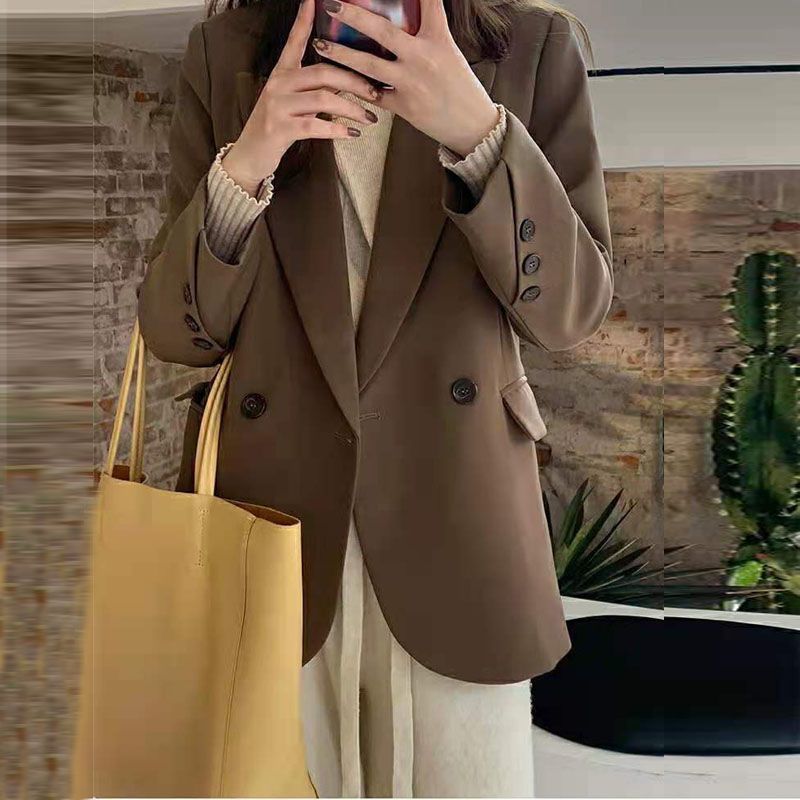 F3231Stylish Women's Korean Style Small Suit Jacket - Versatile Loose Fitting Blazer for School Season
