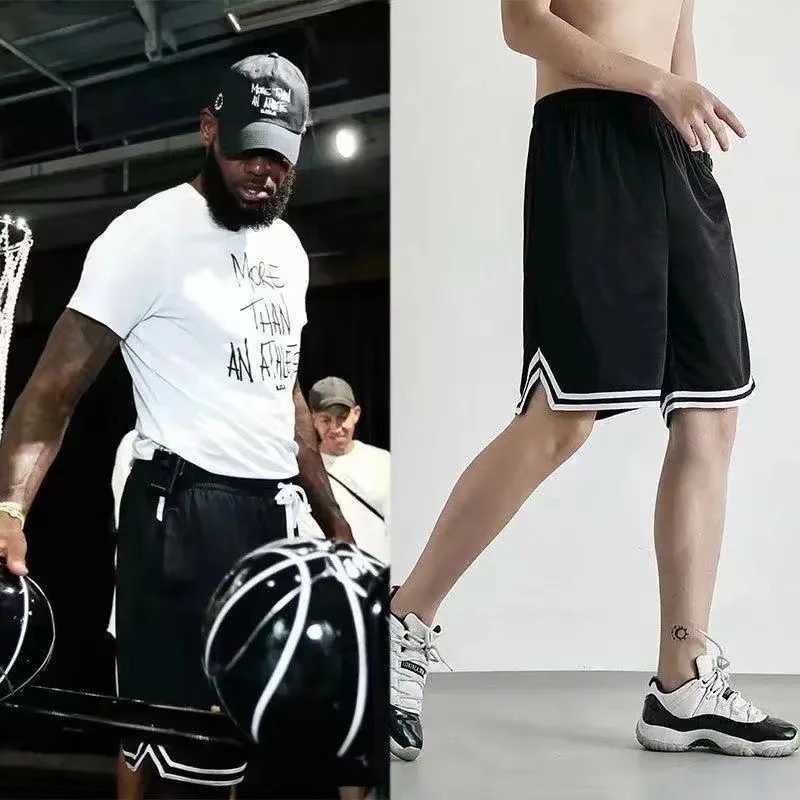 Summer mesh fabric mens basketball and football shorts mens black and white sports running and jogging fitness pants M-3XL W250324