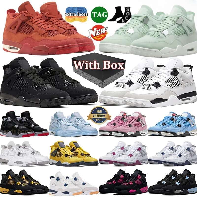 4 Chaussures de basket-ball pour hommes femmes 4s sneaker noir chat pin vert mer mer oreo red thunder und bred cacao moyen olive voile mens entra