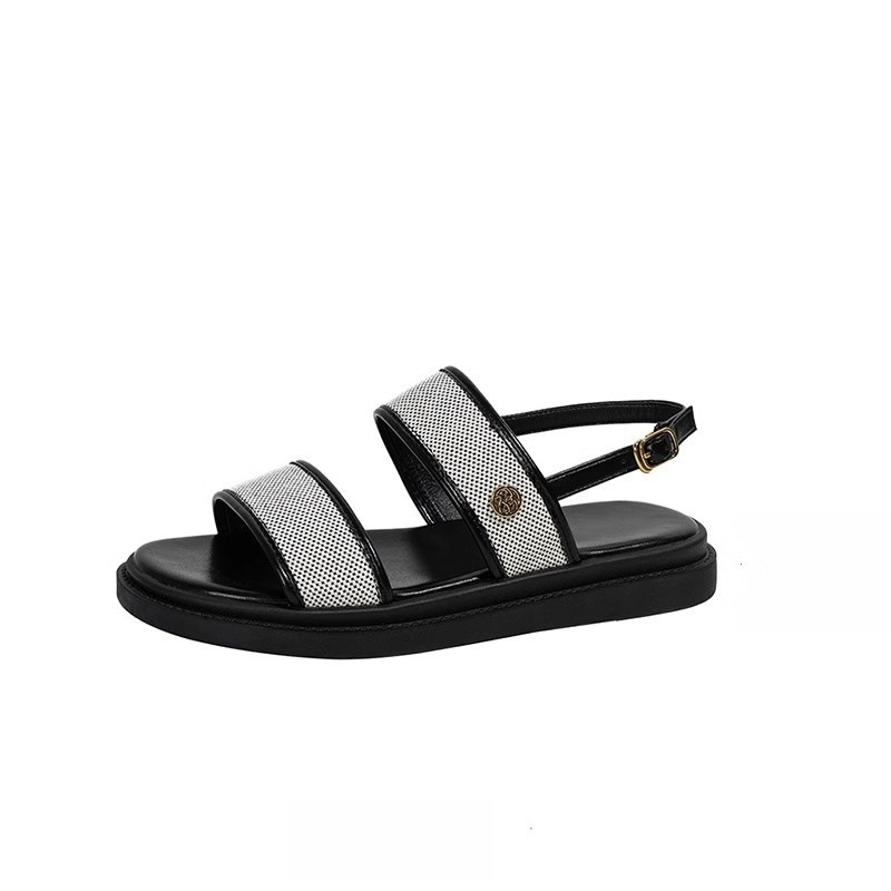 free shipping sandals designers for womens 2025 Summer New One Button Outdoor Beach Sandals Fashionable Casual Versatile Roman Style size35-40