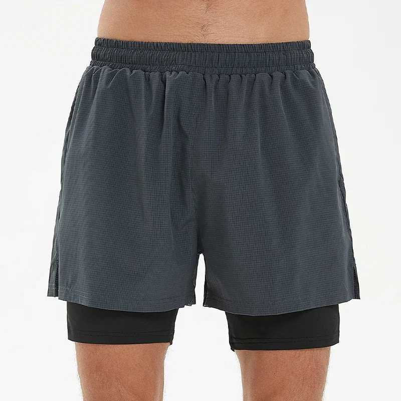 Summer marathon mens shorts quick drying running shorts fitness sportswear mens gym breathable double-layer shorts W250324