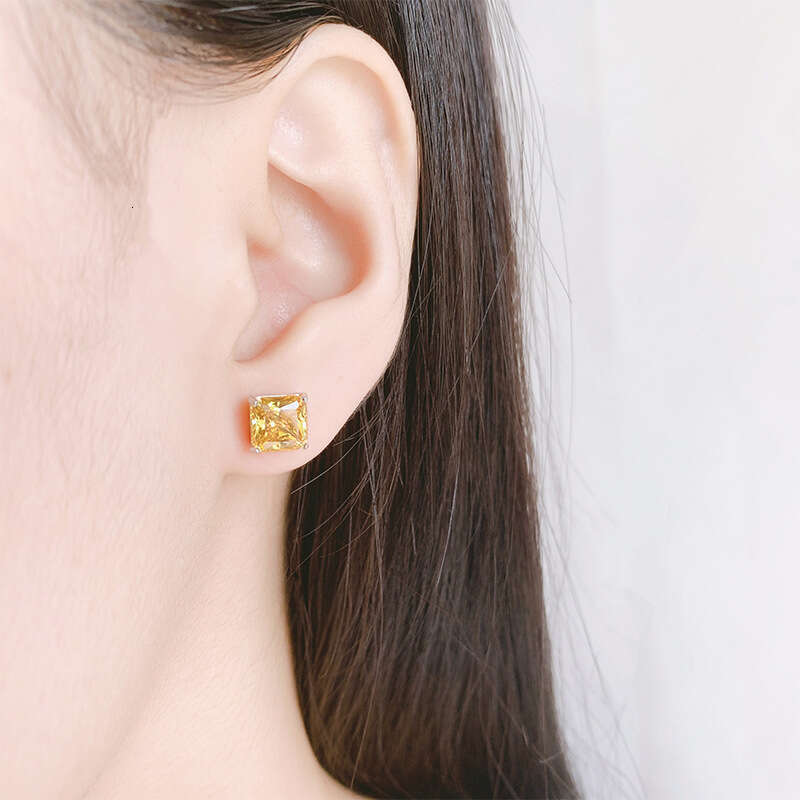 Zhuang Shengsheng Jewelry Yellow Dia Fashion Elegant Women's Square Earrings
