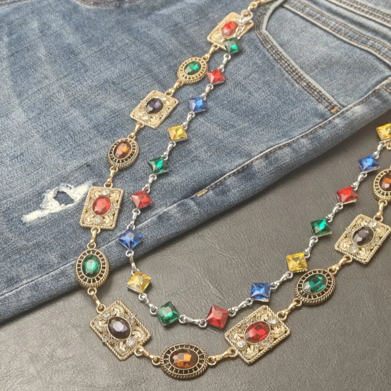 Retro Agate Colorful Pants Chain Styles For Men And Women Light Goods Waist Accessorie Ones Waist Hip Hop Jewelry250318
