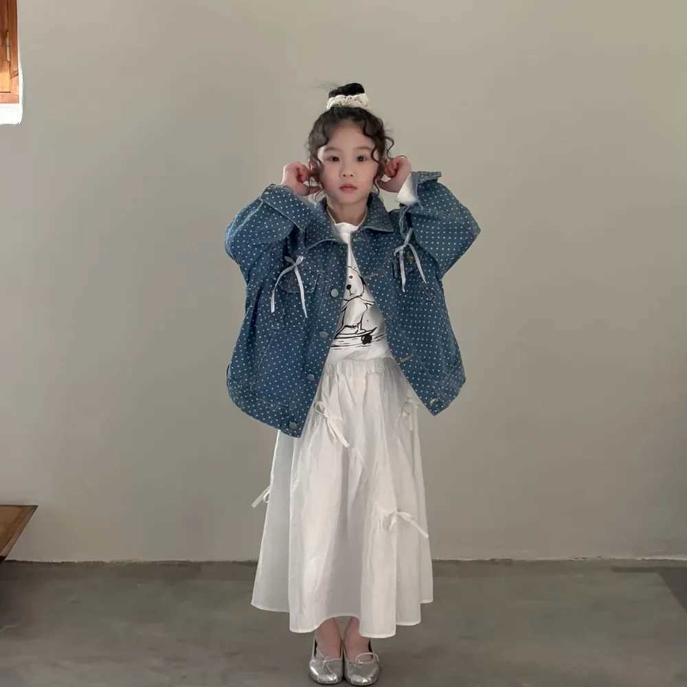 Childrens Dress 2025 Spring Girls Korean Solid Color Loose Half Skirt Childrens Leisure Splicing SkiingT250325