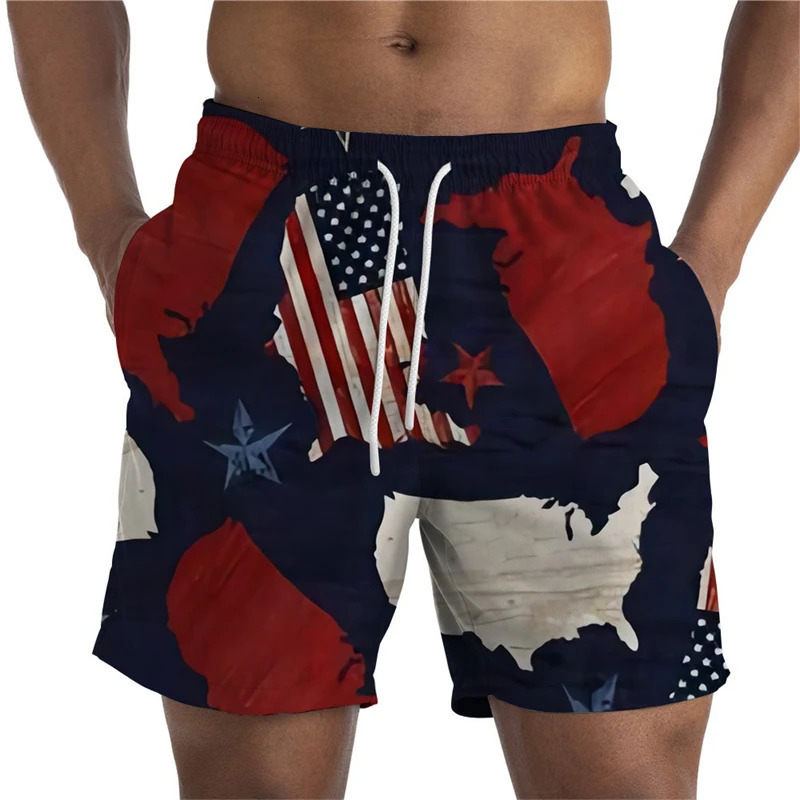 Latest Summer Mens Shorts US National Flag 3D Printed Casual Youth Quick Drying Swimsuit Dry Cool Ice 250321