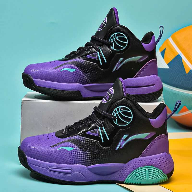 Childrens basketball shoes top-notch outdoor sports shoes non slip comfortable flat sports shoes leather high qu walking shoes children W250324