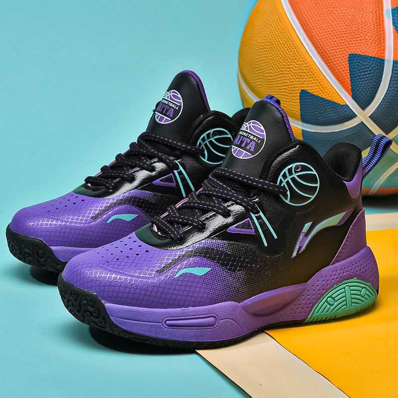 Childrens basketball shoes top-notch outdoor sports shoes non slip comfortable flat sports shoes leather high qu walking shoes children W250324