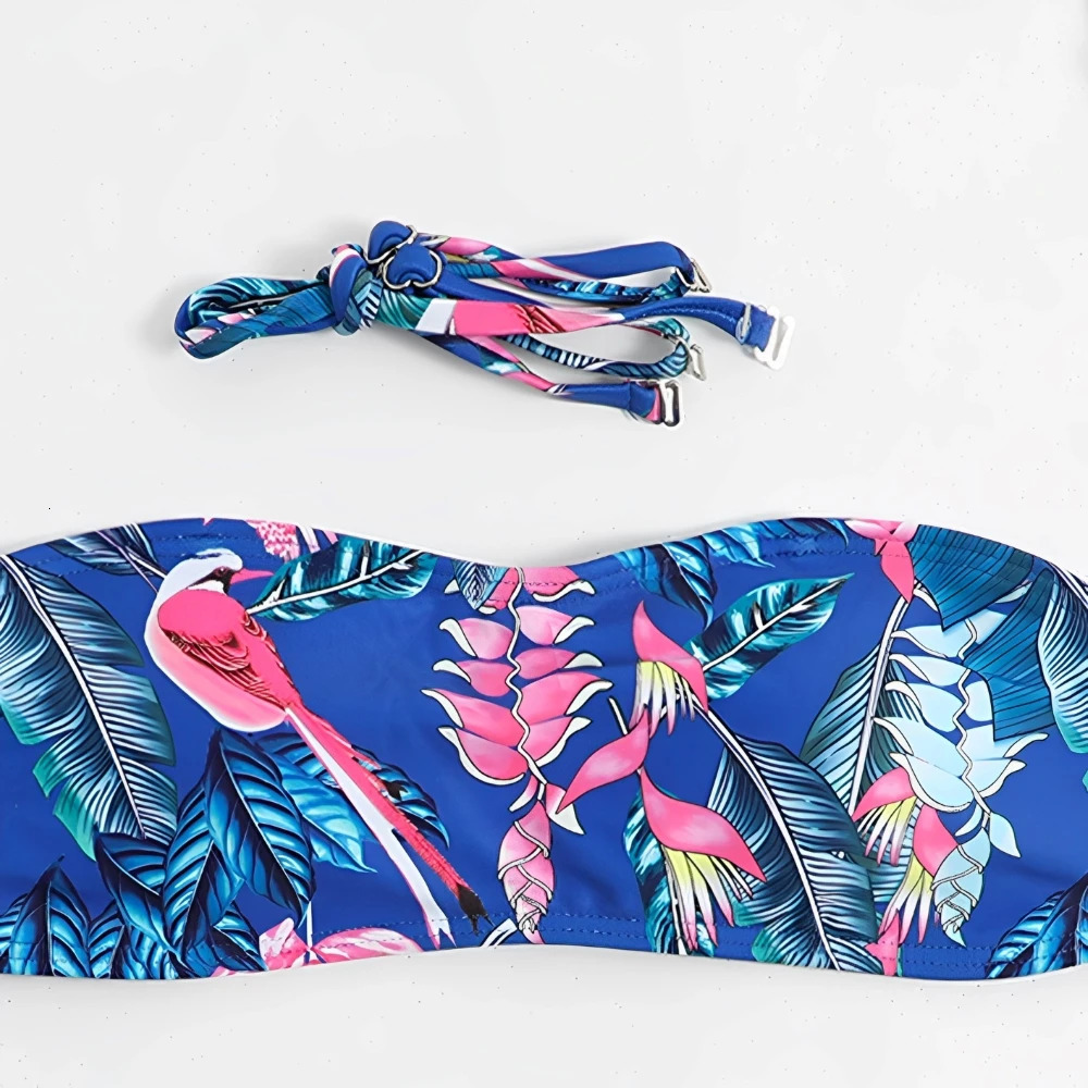 2024 Printed Strapless Two Piece Bikini Set Womens Swimsuit 250321