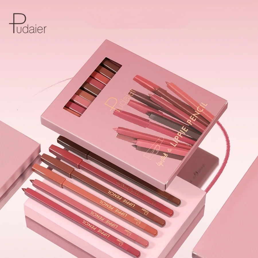 12 Colors Lip Liner Pen Set Long-Lasting Waterproof Sweatproof Easy Coloring Non-fading Color Rendering Lip Gloss Set Beauty M 250324