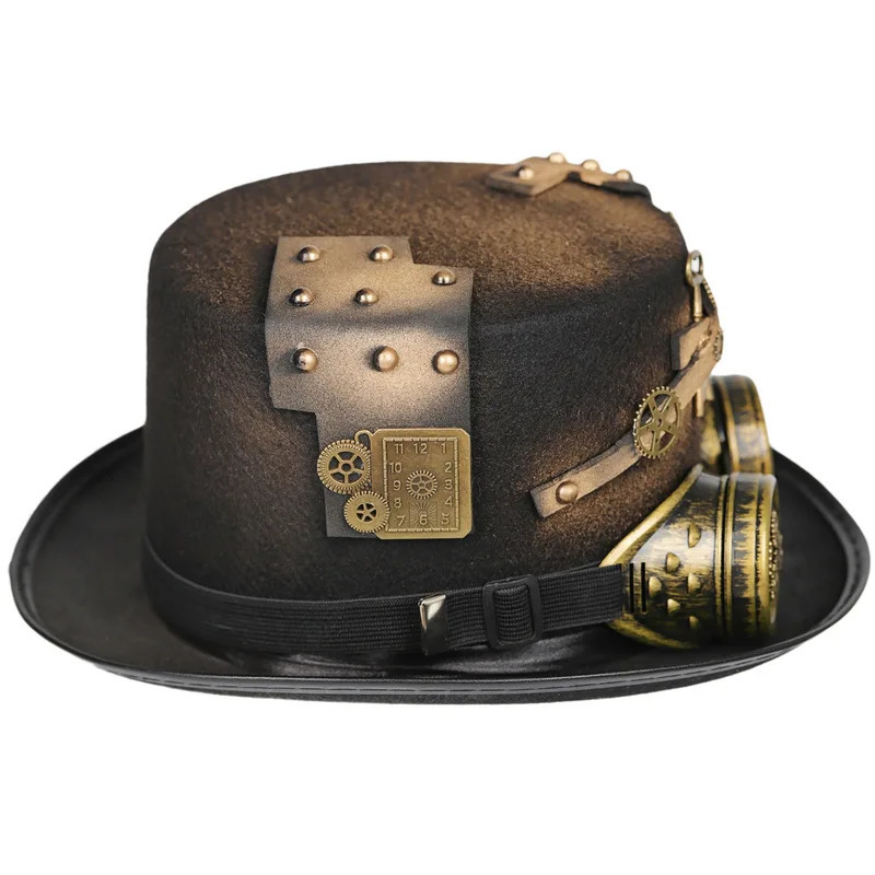 Steampunk Hat Cosplay Ball Party Victoria Punk Bowling Hat Jazz Goggles Hat Clothing Accessories Carnival Adult Hat 250322