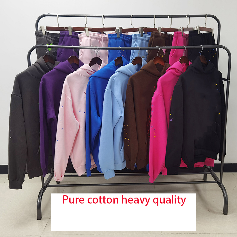 2025 designer fluffy hoodies Young Thug Men Women spider hoodie High Quality Foam Print Web Graphic Pink Sweatshirts Pullovers Designer Hoody