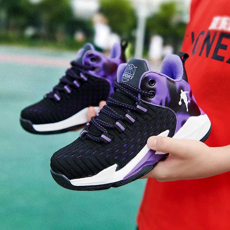 Brand childrens basketball shoes for boys thick soled anti slip childrens sports shoes for boys outdoor sports shoes for girls coach W250324