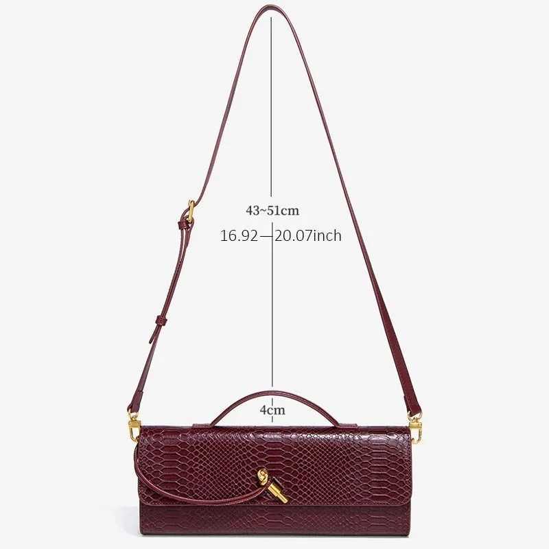 Womens bag snake pattern cross body premium feeling daily womens bag niche design long clutch bag plug shoulder bag high quality Z250324