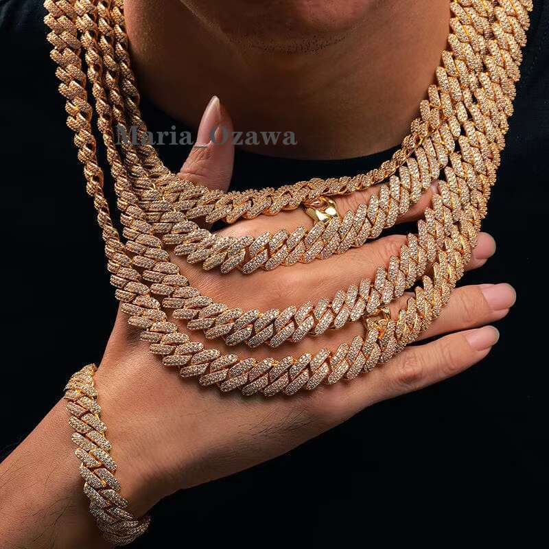 Accessories Boutique Jewelry Necklace Iced VVS 2-Row Sier Silica Cuban Chain