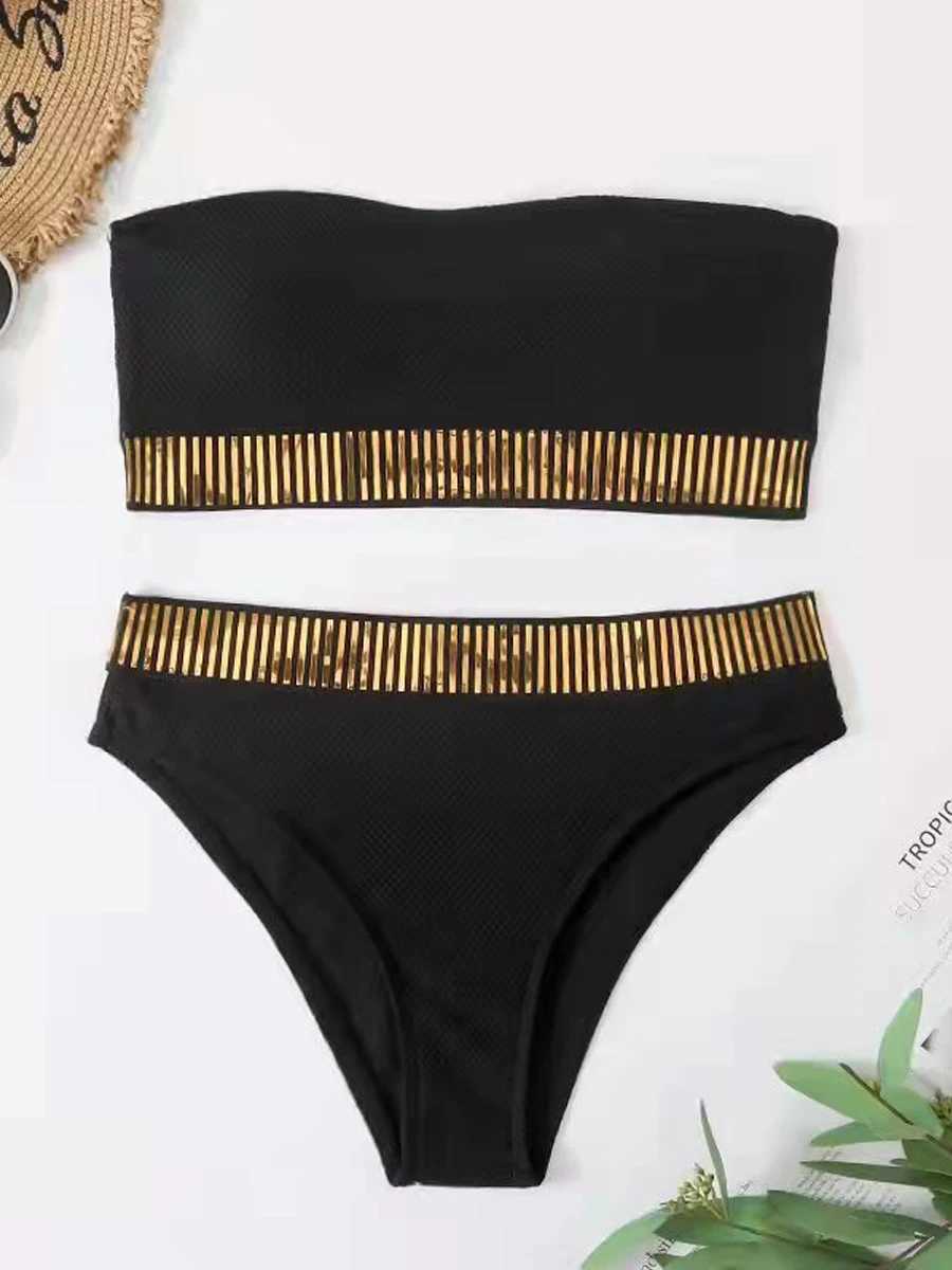 Sexy Bandeau High Waist Bikini 2023 Womens Triang Swimsuit Sewing Details Swimsuit Apron SwimsuitXJ250324