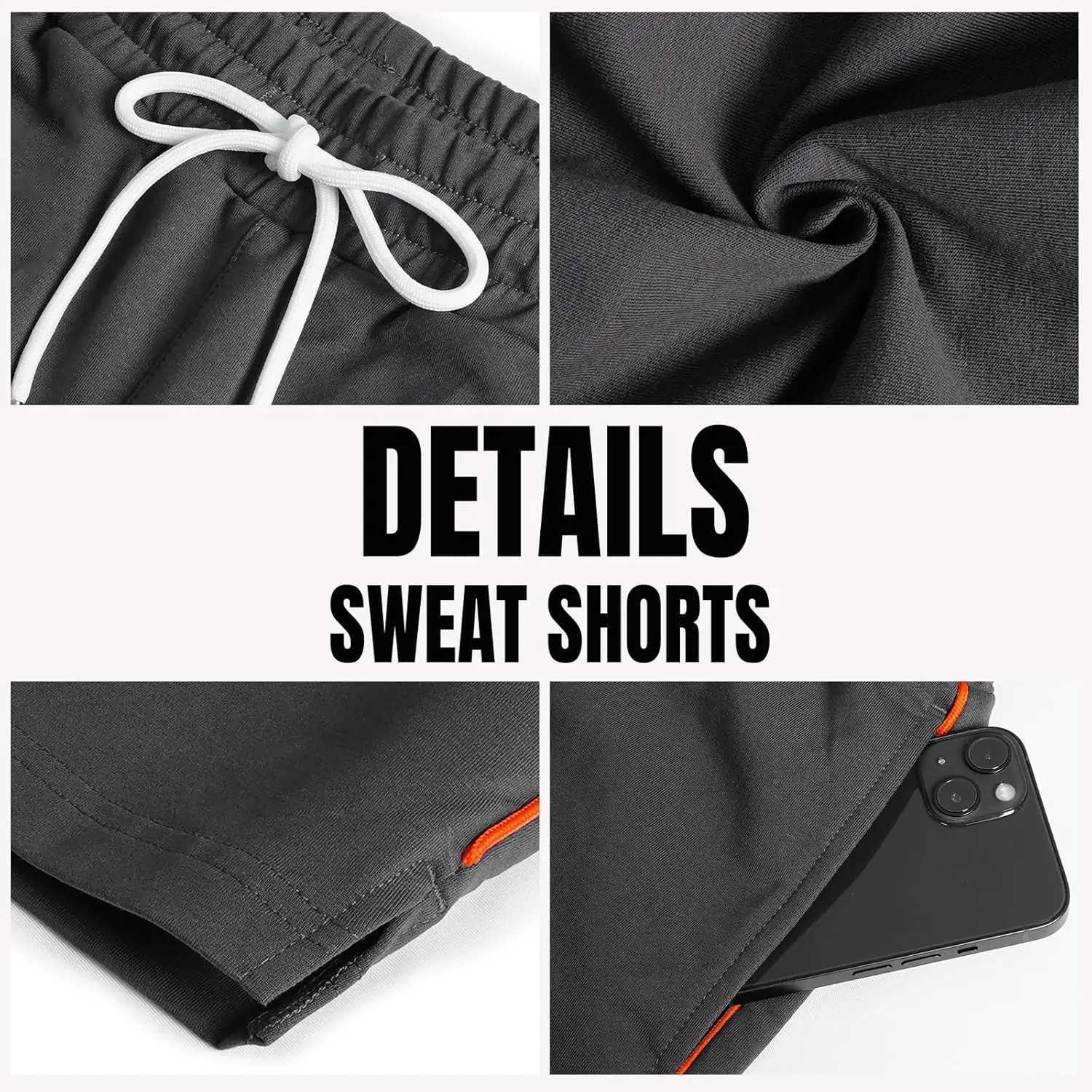 Mens 3-inch cotton casual fitness running shorts with pockets W250324