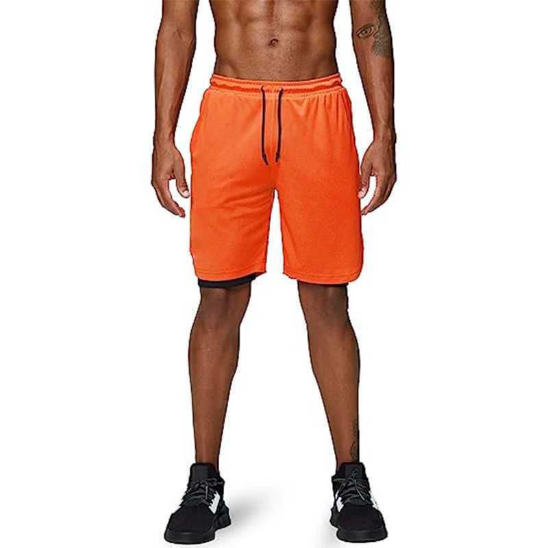 Mens 2-inch running shorts gym workout double-layer fast drying mens sportswear training shorts jogging shorts W250324