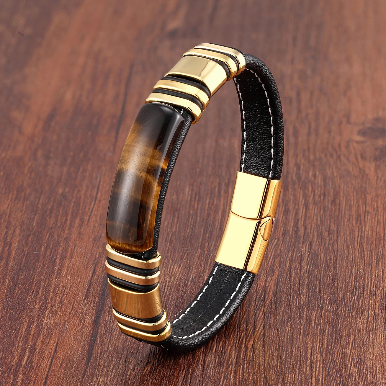 100% Natural Arc Tiger Eye Bracelet For Men Charm Stainless Steel Accessories Bangles Women Bracelet Fashion Jewelry Gifts 250318